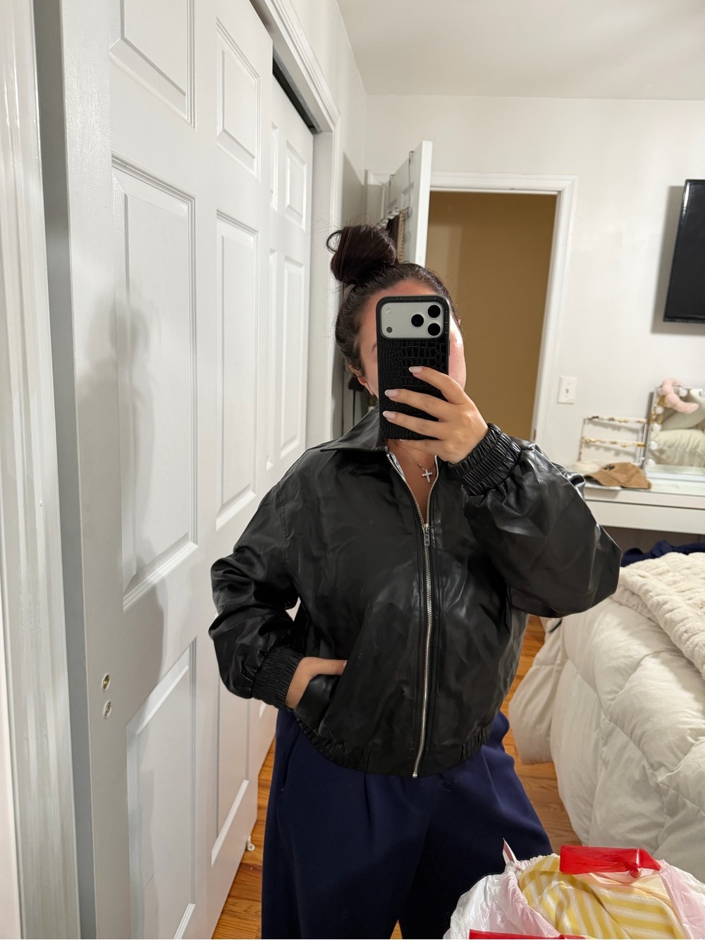 Windsor Black Zip-Up Bomber Jacket
